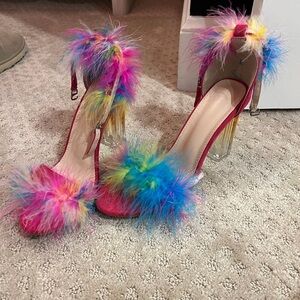 Colorful Feathered Women's Heels